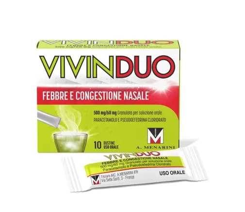 Vivinduo febbre congestione nasale 500mg/60mg 10buste