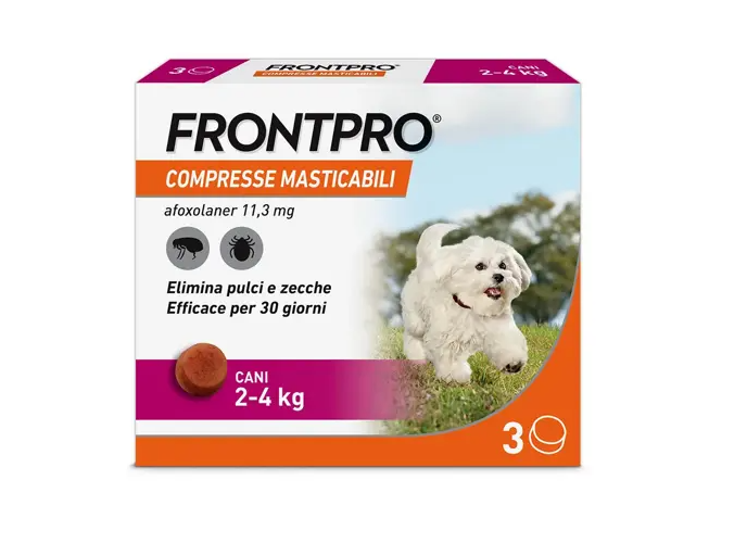 Frontpro Contro Pulci E Zecche Per Cani 2-4 Kg 3 Compresse Masticabili