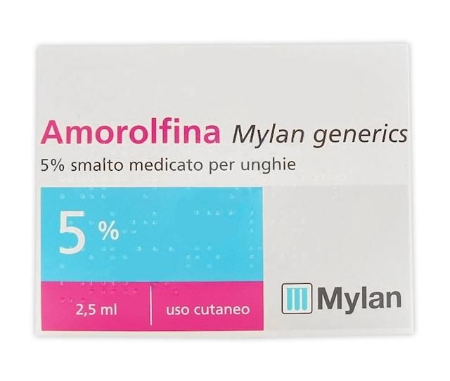 Amorolfina , 5% smalto medicato per unghie 1 flacone in vetro da 2,5ml
