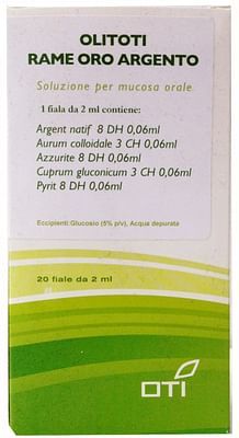 Olitoti rame oro argento 20 fiale glucosate oti