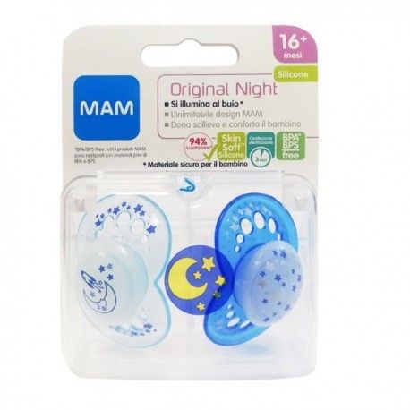 Mam original succhietto silicone confezioe doppia maschio 16+ mesi