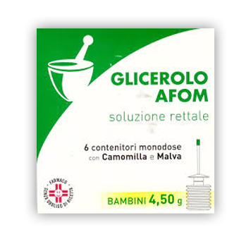 Glicerolo af, bambini 4,5g soluzione rettale 6 contenitori monodose con camomilla e malva