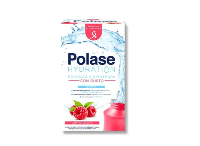 Polase Hydration Integratore Alimentare Magnesio e Potassio Sali Minerali Vitamina C Lampone 12 Stick