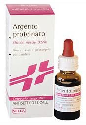 Argento proteina, 0,5% gocce nasali e auricolari, soluzione flacone 10ml