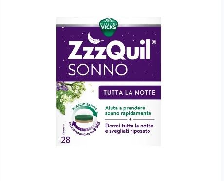 Vicks ZzzQuil Sonno Tutta Notte per Riposo Prolungato 28 Compresse