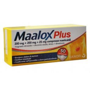 Maalox plus 200mg + 200mg + 25mg compresse masticabili 50 compresse