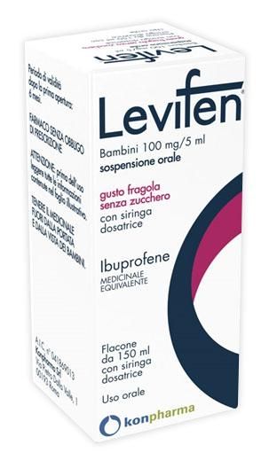 Levif, bambini 100mg/5ml sospensione orale gusto fragola senza zucchero 1 flacone da 150ml con siringa dosatrice