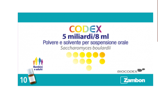 Codex 5 miliardi/8 ml polvere e solvente per sospensione orale saccharomyces boulardii 10 fl 