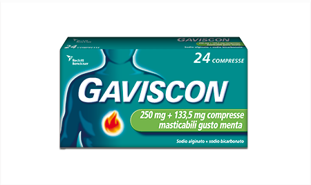 Gaviscon 250mg + 133,5mg compresse masticabili gusto menta 24 compresse