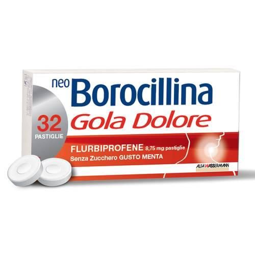 Neoboro gola, 8,75mg pastiglie senza zucchero gusto menta 32 pastiglie