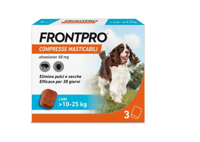 Frontpro Contro Pulci E Zecche Per Cani 10-25 Kg 3 Compresse Masticabili