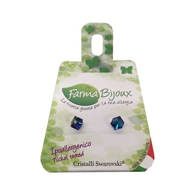 Orecchino cubo 4mm berm blue