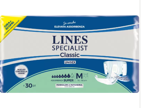 Lines Specialist Classic Super Pannolone a Mutanda Misura Media 30 Pezzi