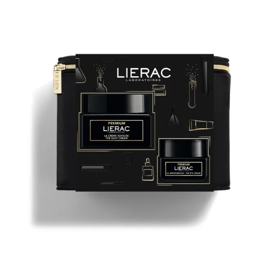 Lierac Cofanetto Premium Soyeuse Crema Viso Idratante 50ml + Premium Contorno Occhi Antirughe 20ml  + Vanity set