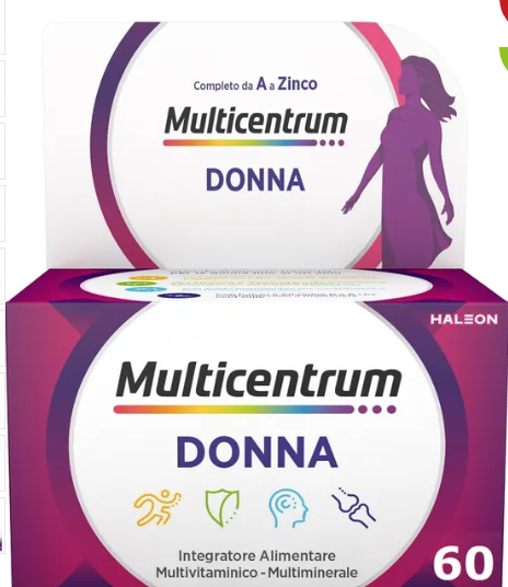 Multicentrum Donna Integratore Alimentare Multivitaminico Vitamina D Calcio Ferro Acido Folico 60 Compresse