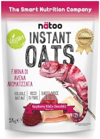 Natoo instant Oats Farina di Avena Raspberry White Chocolate 1Kg