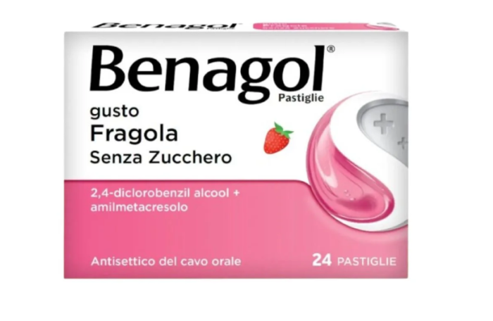Benagol Pastiglie Gusto Fragola Senza Zucchero​ e Antisettico del Cavo Orale, 24 Pastiglie