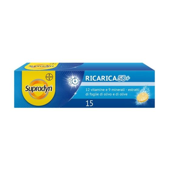 Supradyn Ricarica 50+ Integratore di Vitamine Gusto Arancia 15 Compresse Effervescenti
