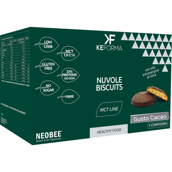 Keforma MCT Nuvole Biscuits Cacao 3 confezioni da 40g scadenza 05/24