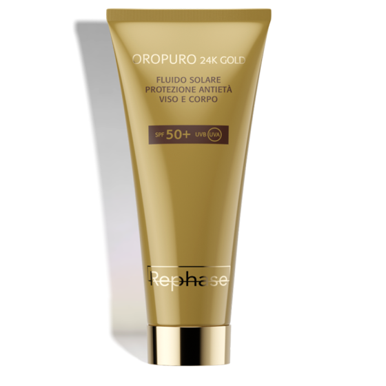 Rephase  Oropuro 24K Gold Fluido Solare SPF 50+ Protezione Antietà viso e Corpo 150 ml