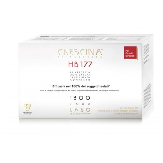 Crescina transdermic ri-crescita e anti-caduta hb 177 1300 uomo 20+20 fiale