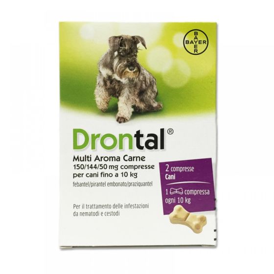 Drontal multi aroma carne 2 compresse cane fino 10kg