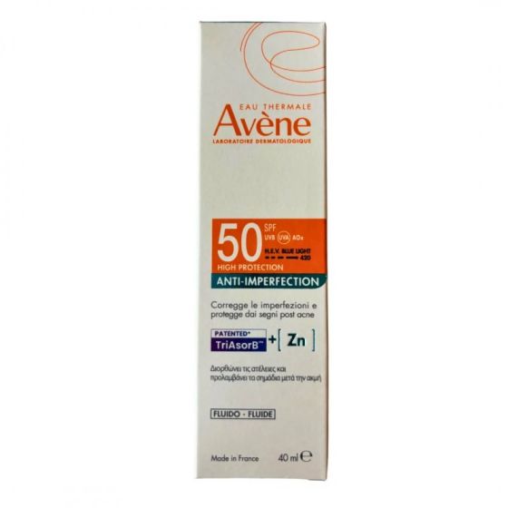 Eau thermale avene solare fluido anti-imperfezioni spf 50 40 ml