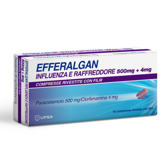 Efferalgan Influenza e Raffreddore 500 mg + 4 mg 16 compresse rivestite