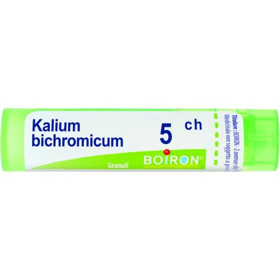 Kalium bichromic, 5 ch granuli 1 contenitore multidose in pp da 4g (80ganuli) con tappo dispensatore in pp