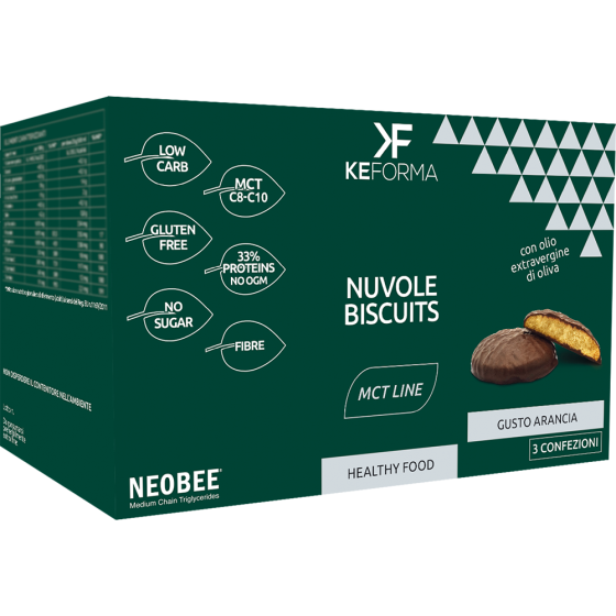 Keforma mct nuvole biscuits arancia 3 confezioni da 40g ( scad.6/2024)