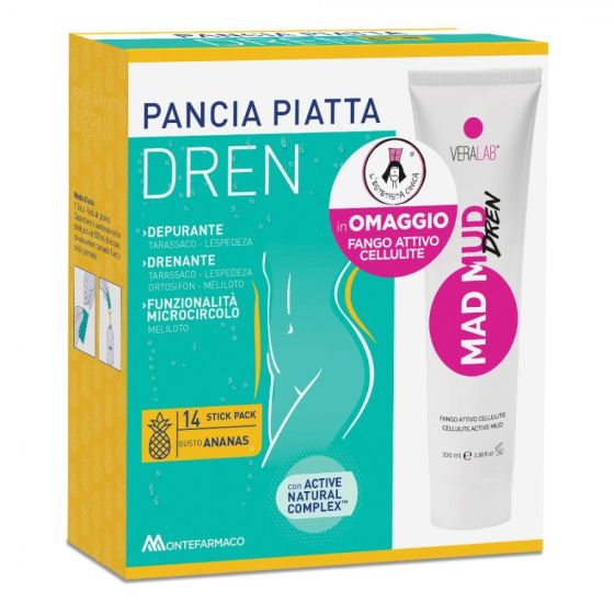 Pancia piatta dren ananas 14 buste + fango anticellulite