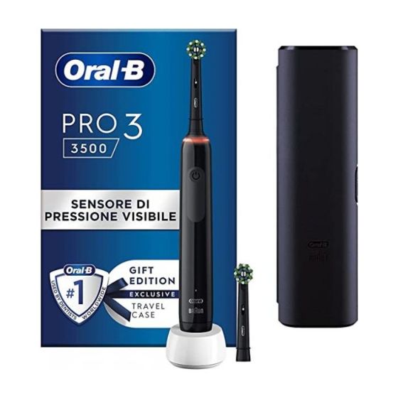 Oral-B Pro 3 3000 Black Spazzolino Elettrico + 2 testine di ricambio