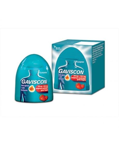 Gaviscon 250mg + 133,5mg compressa masticabile gusto fragola 16 compresse in contenitore con tappo a scatto