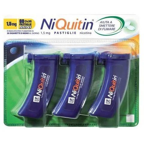 Niquitin mi, 1,5mg pastiglie gusto menta, 60 pastiglie in contenitore pp