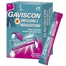 Gaviscon bruciore e indigestione 500mg + 213mg + 325mg sospensione orale gusto menta 24 bustine 10ml