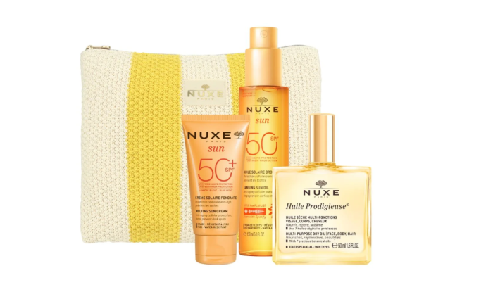 Nuxe Summer Essentials Pochette Crema Solare Viso SPF50+ 50ml + Huile 50ml + Olio Abbronzante SPF50 150ml