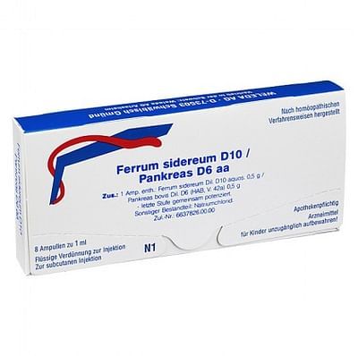 Ferrum sidereum d10/pankreas d6 aa sol iniett 8fx1ml wld