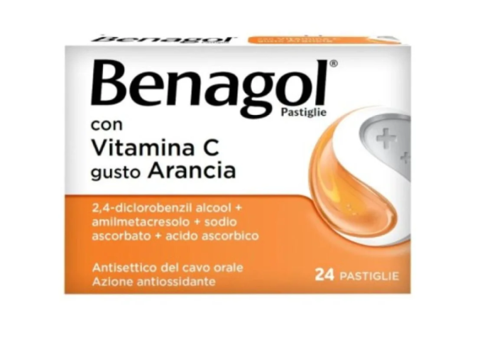Benagol Pastiglie con Vitamina C Gusto Arancia Antisettico del Cavo Orale, 24 Pastiglie